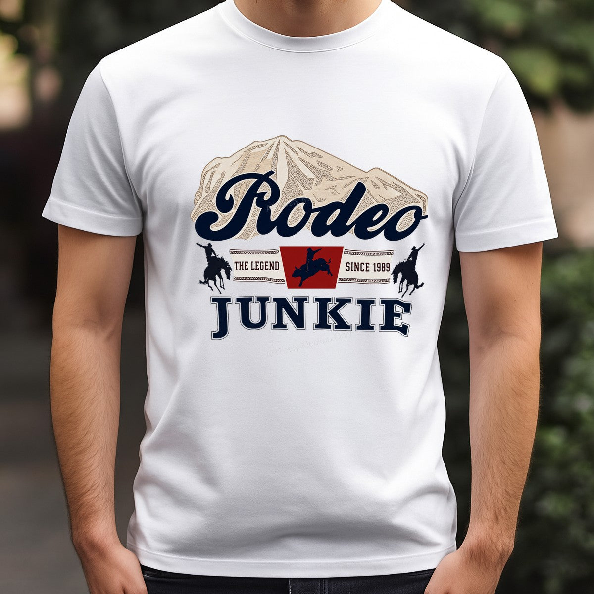 Western Heat Transfer Rodeo Junkie The Legend Since 1989 Cowboy Graphic for T Shirts Hoodies and Rodeo Apparel - 3