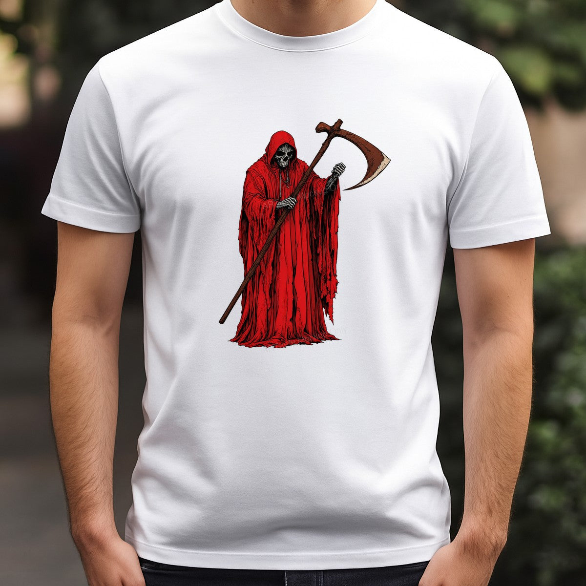 DTF Heat Transfer Grim Reaper in Red Cloak Scythe Graphic for T Shirts Hoodies and Halloween Shirts - 3