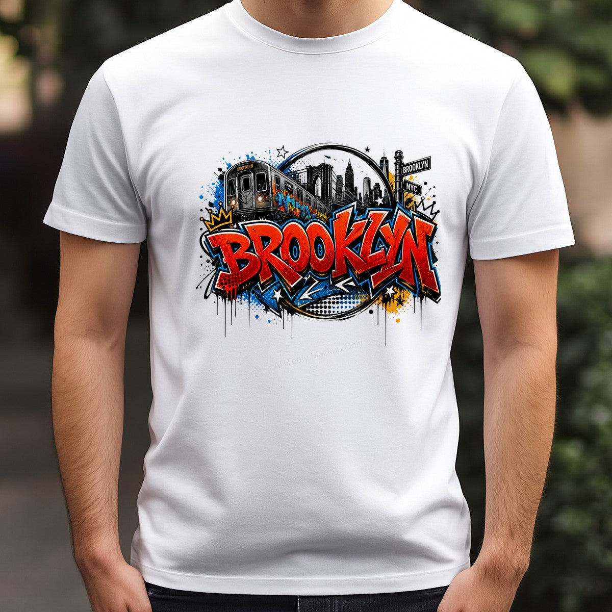 DTF Heat Transfer Brooklyn Subway and Skyline Graffiti Street Art Graphic for T Shirts Hoodies and Tote Bags - 3