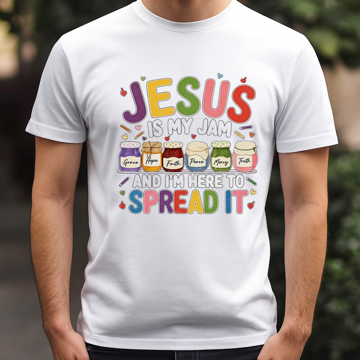 Christian Heat Transfer Jesus Is My Jam Quote with Colorful Jam Jars Graphic for T Shirts Hoodies and Christian Apparel - 3