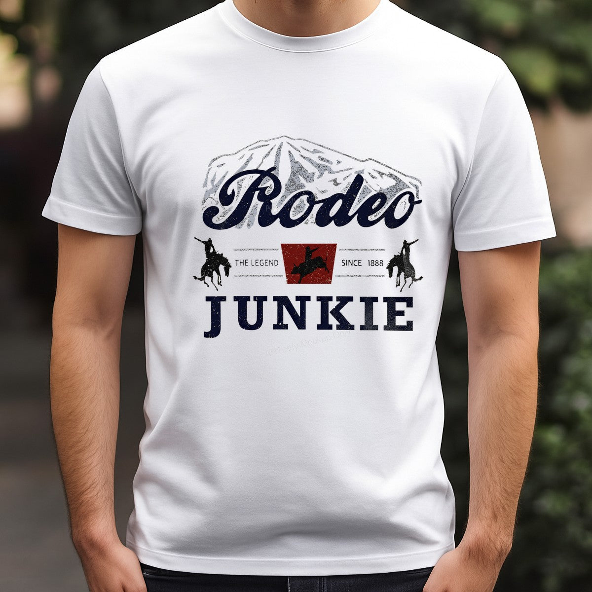 Western Heat Transfer Rodeo Junkie The Legend Since 1888 Vintage Cowboy Graphic for T Shirts Hoodies and Tote Bags - 3