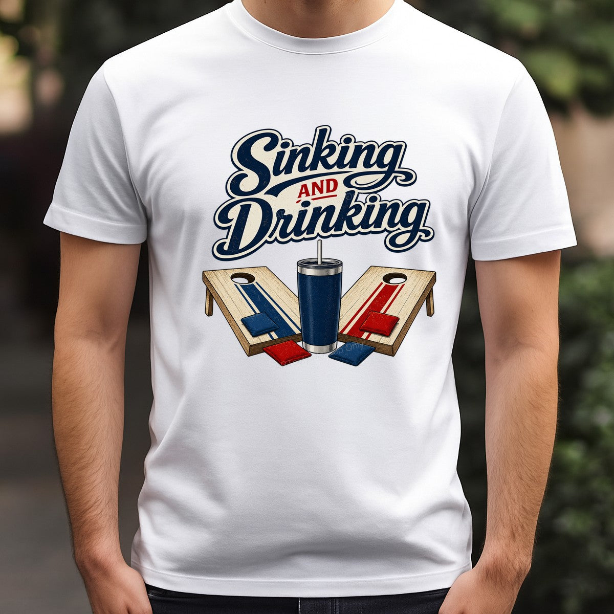 Funny Graphic Transfer Sinking and Drinking Cornhole and Tumbler Retro Style for T Shirts Hoodies and Party Apparel - 3