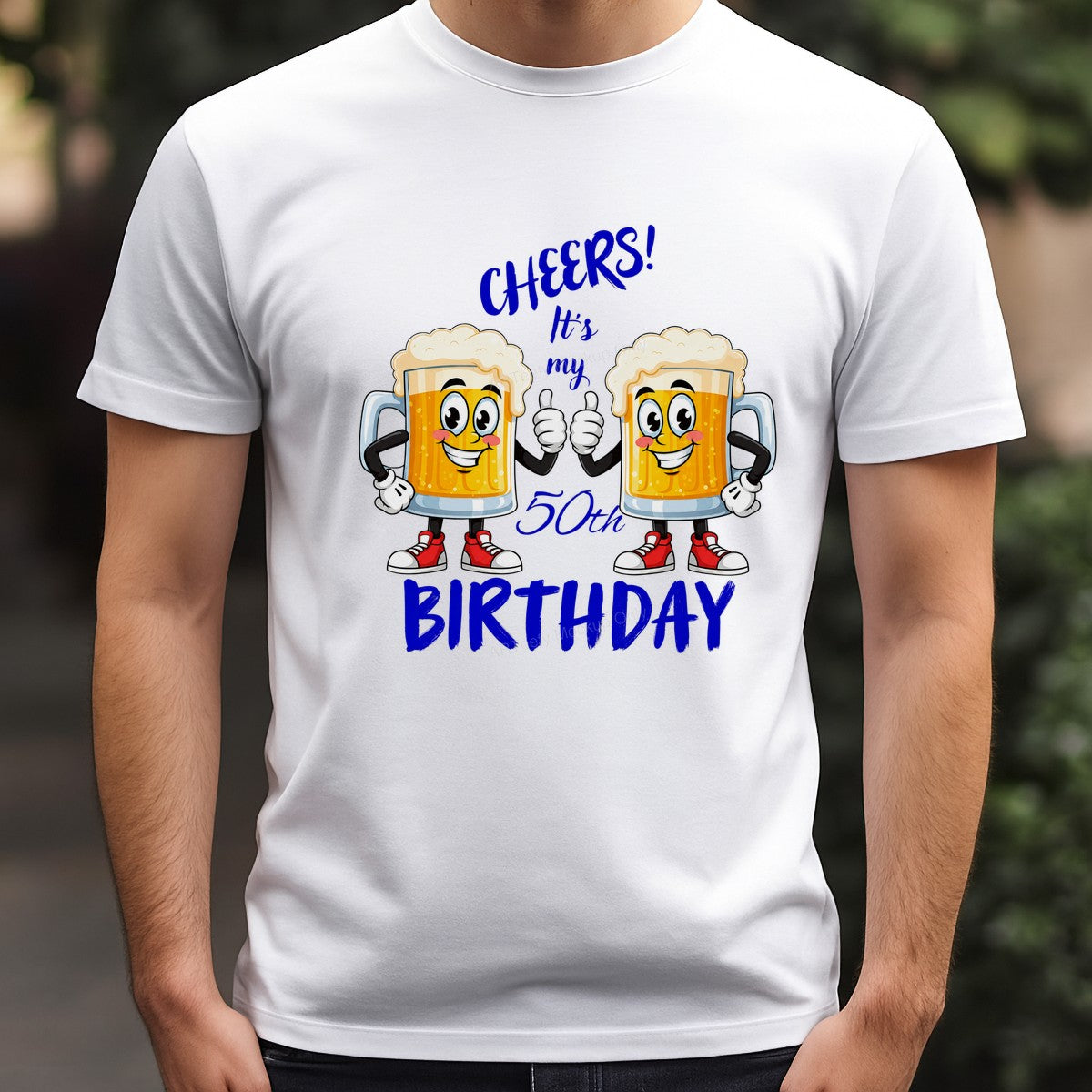 DTF Heat Transfer Cheers It’s My 50th Birthday Beer Mug Cartoon Graphic for T Shirts Hoodies and Party Outfits - 3