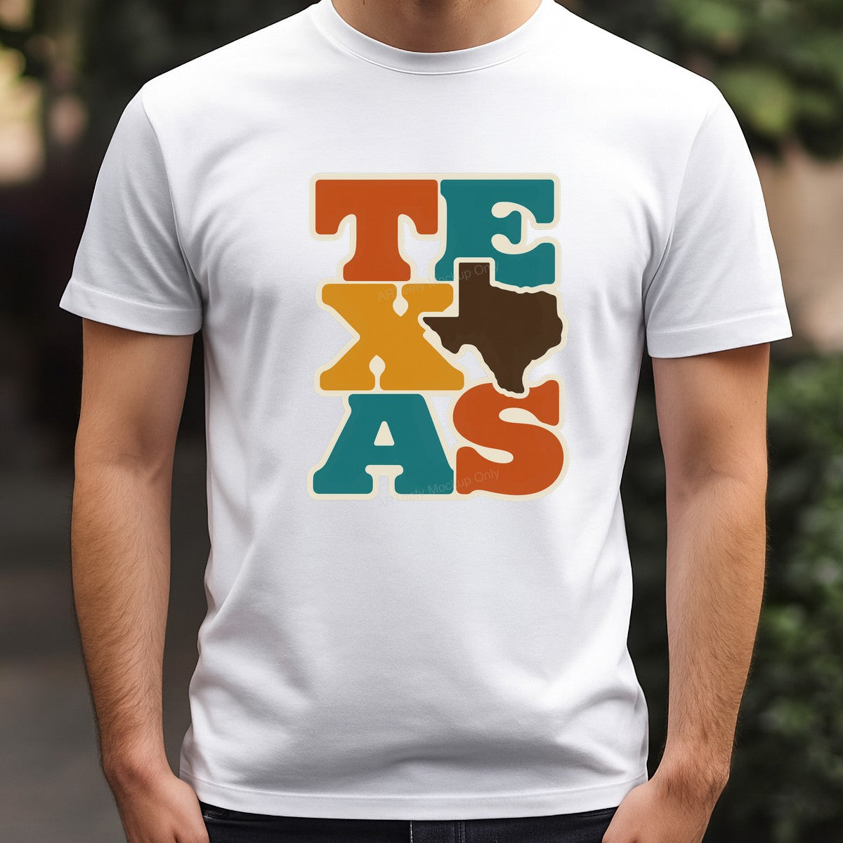 DTF Heat Transfer Texas State Shape Retro Block Letter Graphic for T Shirts Hoodies and Tote Bags - 3