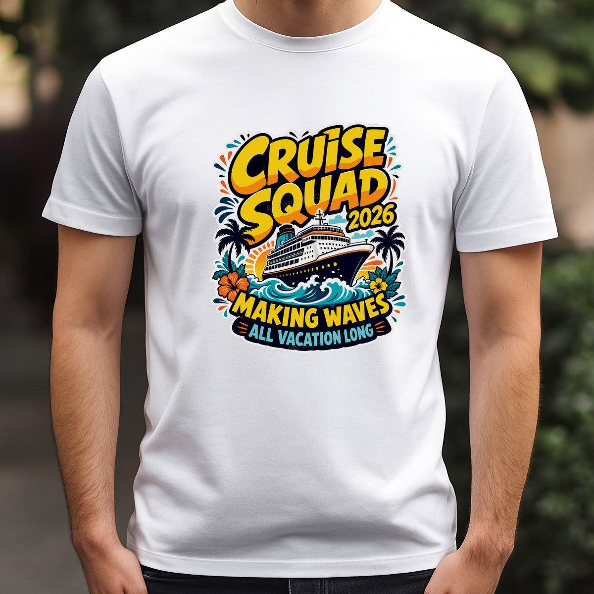DTF Heat Transfer Cruise Squad 2026 Making Waves Cruise Ship Graphic for T Shirts Hoodies and Vacation Apparel - 3