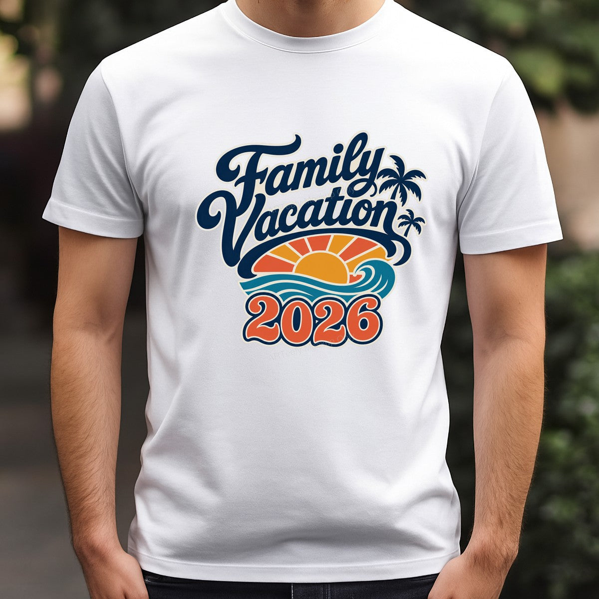 DTF Heat Transfer Family Vacation 2026 Sunset Beach Wave Graphic for T Shirts Hoodies and Tote Bags - 3