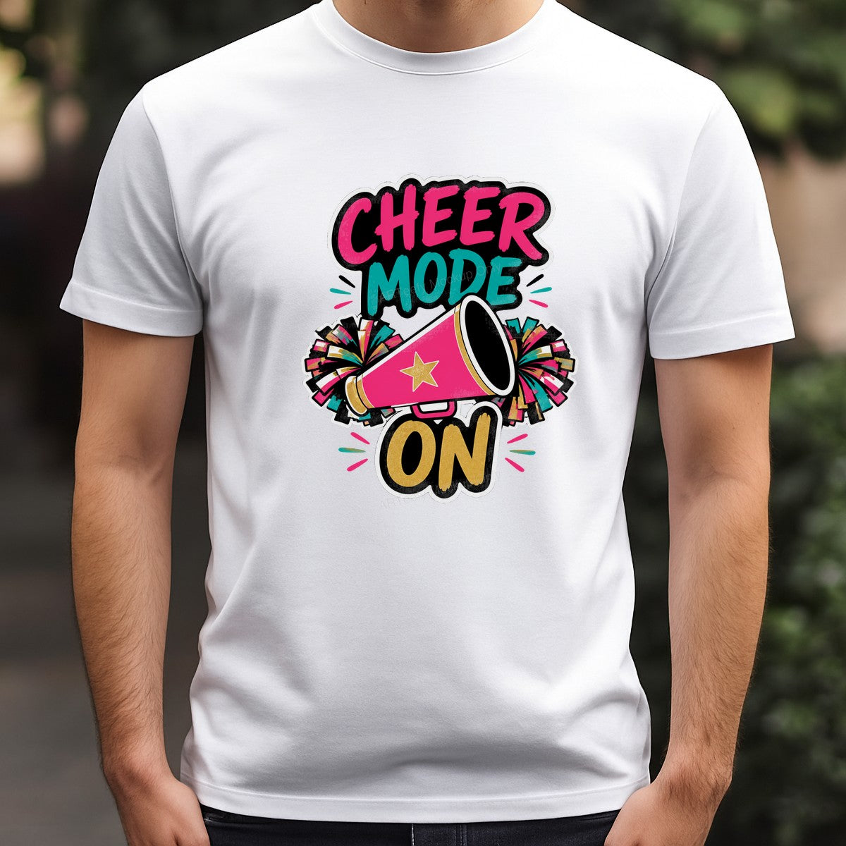 DTF Transfer Cheer Mode On Megaphone and Pom Poms Graphic for T Shirts Hoodies and Game Day Apparel - 3