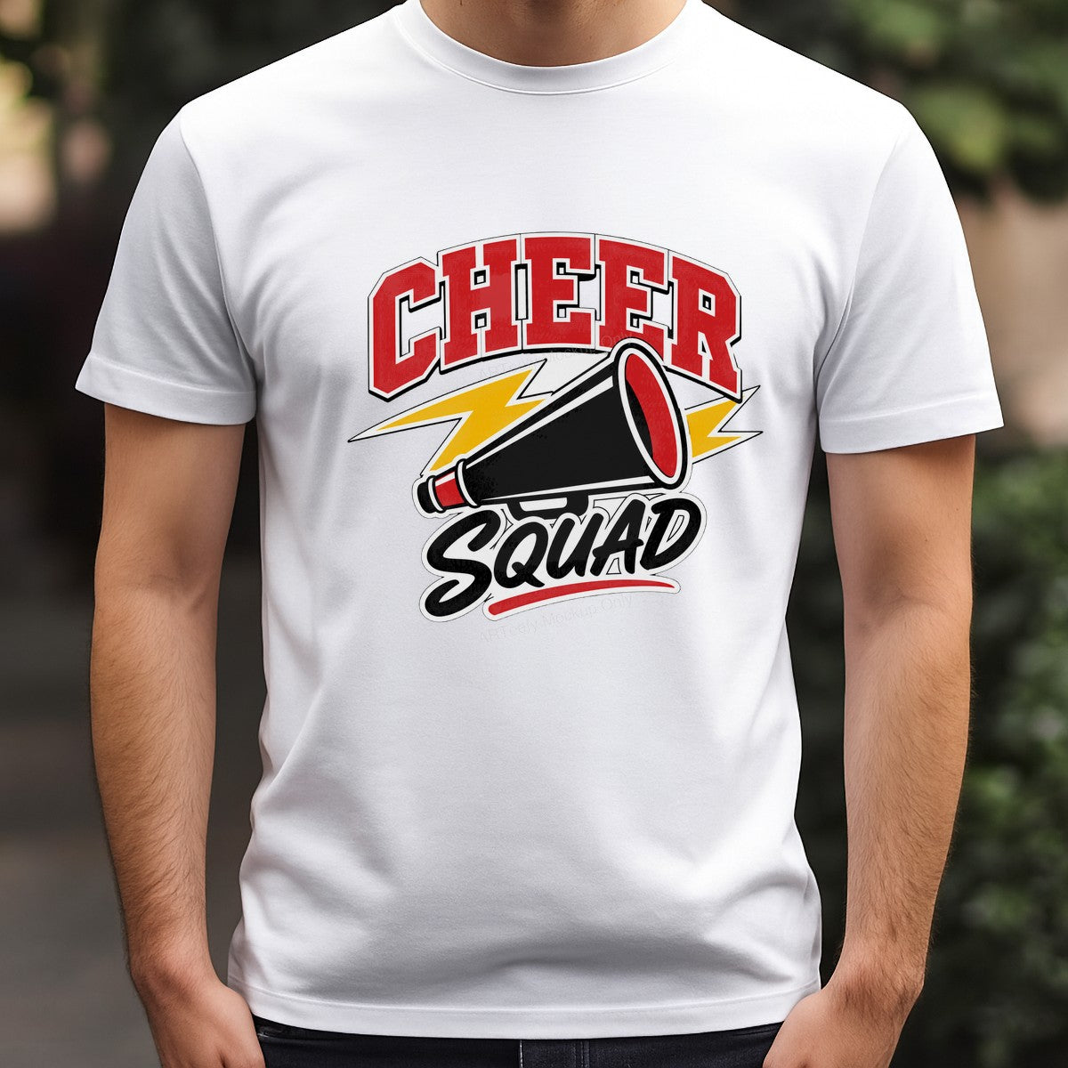 DTF Transfer Cheer Squad Megaphone with Lightning Graphic for T Shirts Hoodies and Team Spirit Apparel - 3