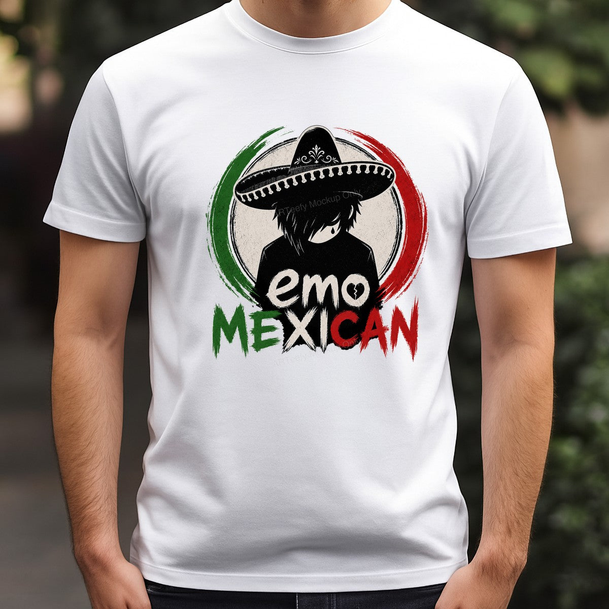 DTF Heat Transfer Emo Mexican Sombrero Character with Grunge Flag Circle for T Shirts Hoodies and Gifts - 3