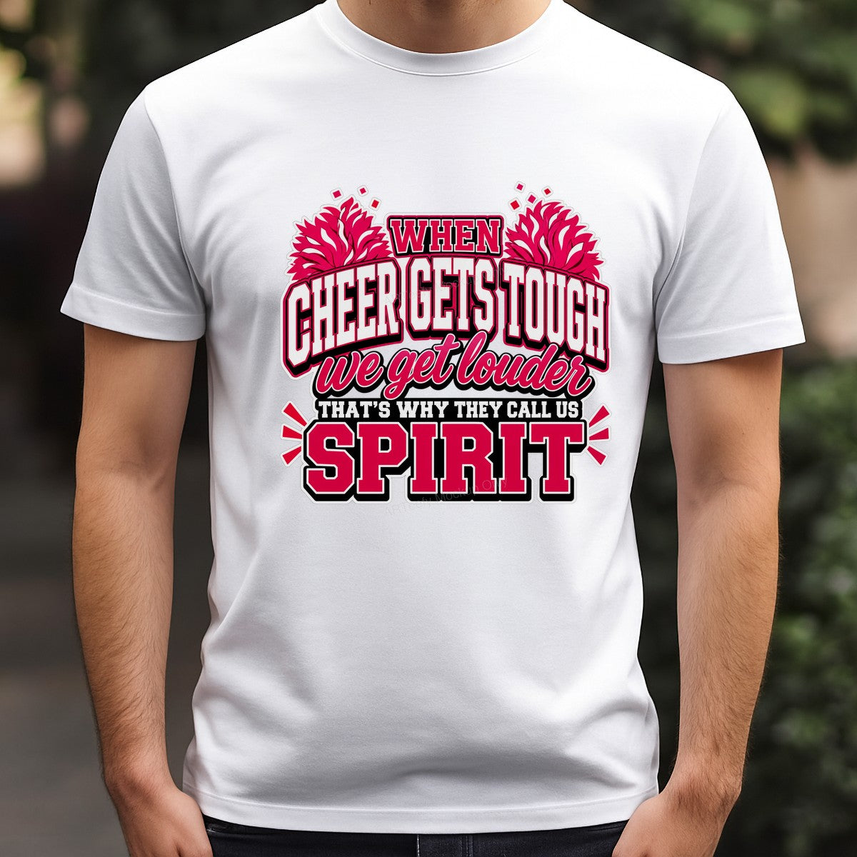DTF Transfer When Cheer Gets Tough We Get Louder Spirit Quote Pink Pom Pom Graphic for T Shirts Hoodies and Cheer Apparel - 3
