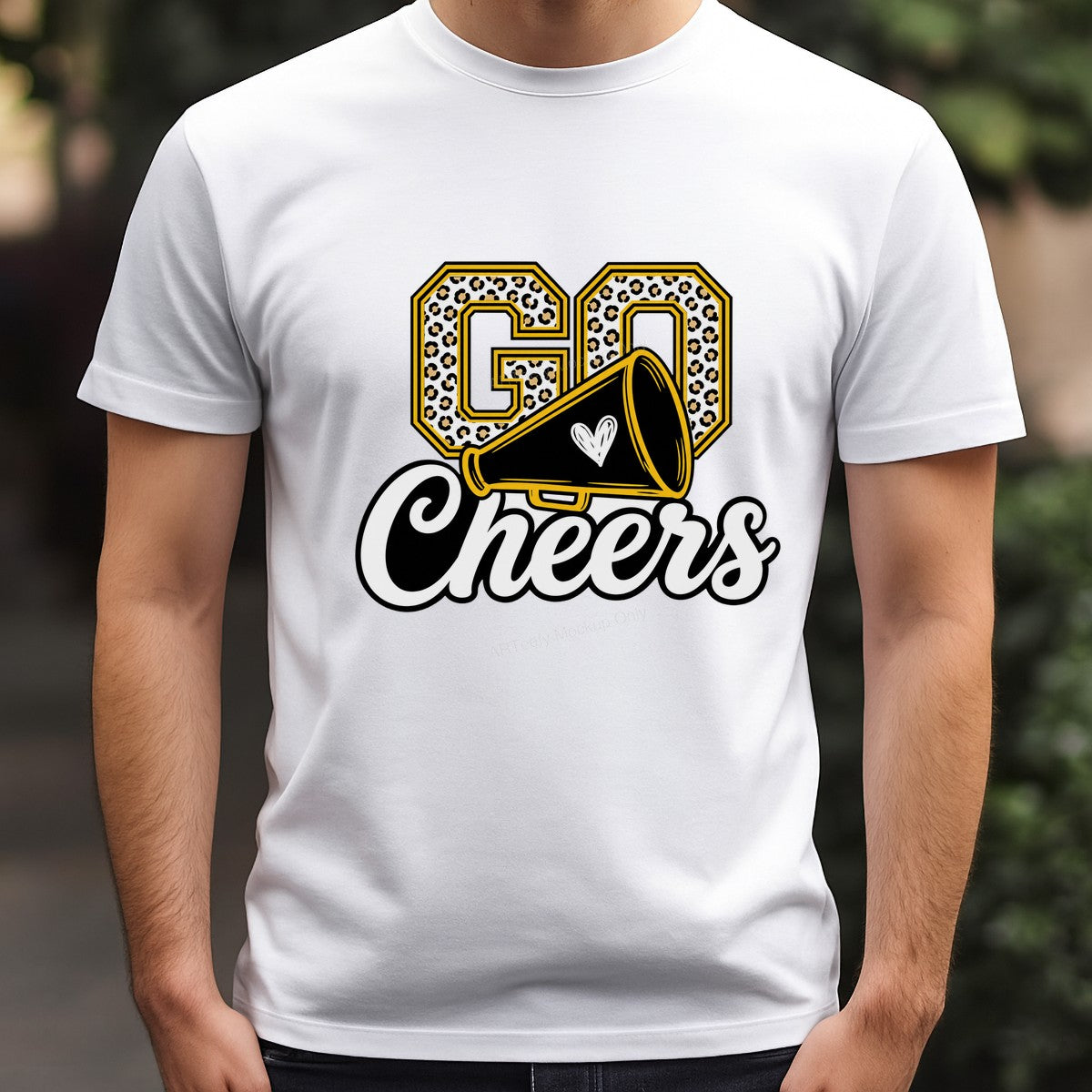 DTF Transfer Go Cheers Leopard Print Megaphone Graphic for T Shirts Hoodies and Game Day Apparel - 3