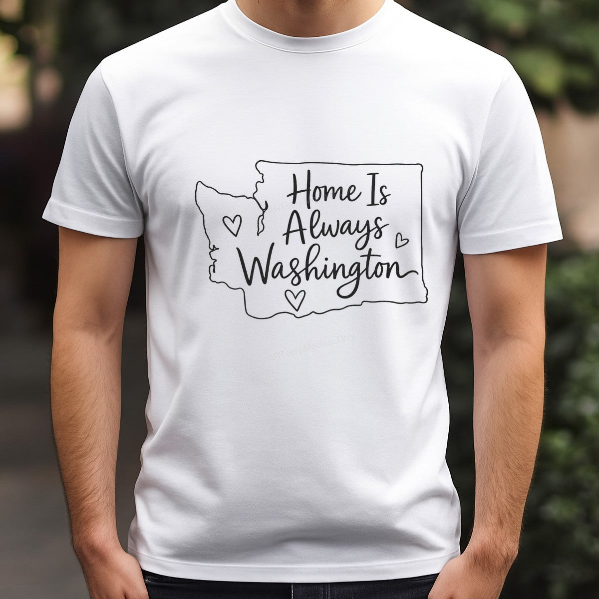 DTF Transfer Home Is Always Washington State Outline Heart Graphic for T Shirts Hoodies and Tote Bags - 3