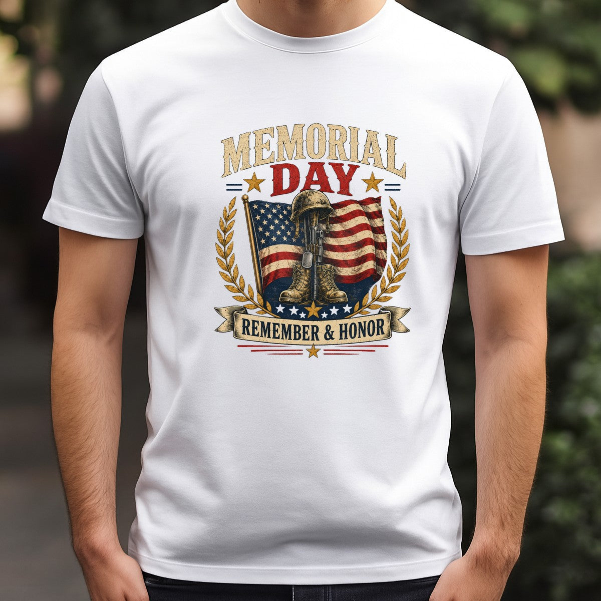 DTF Transfer Memorial Day Remember & Honor American Flag Soldier Graphic for Holiday Shirts Casual Wear and Gifts - 3