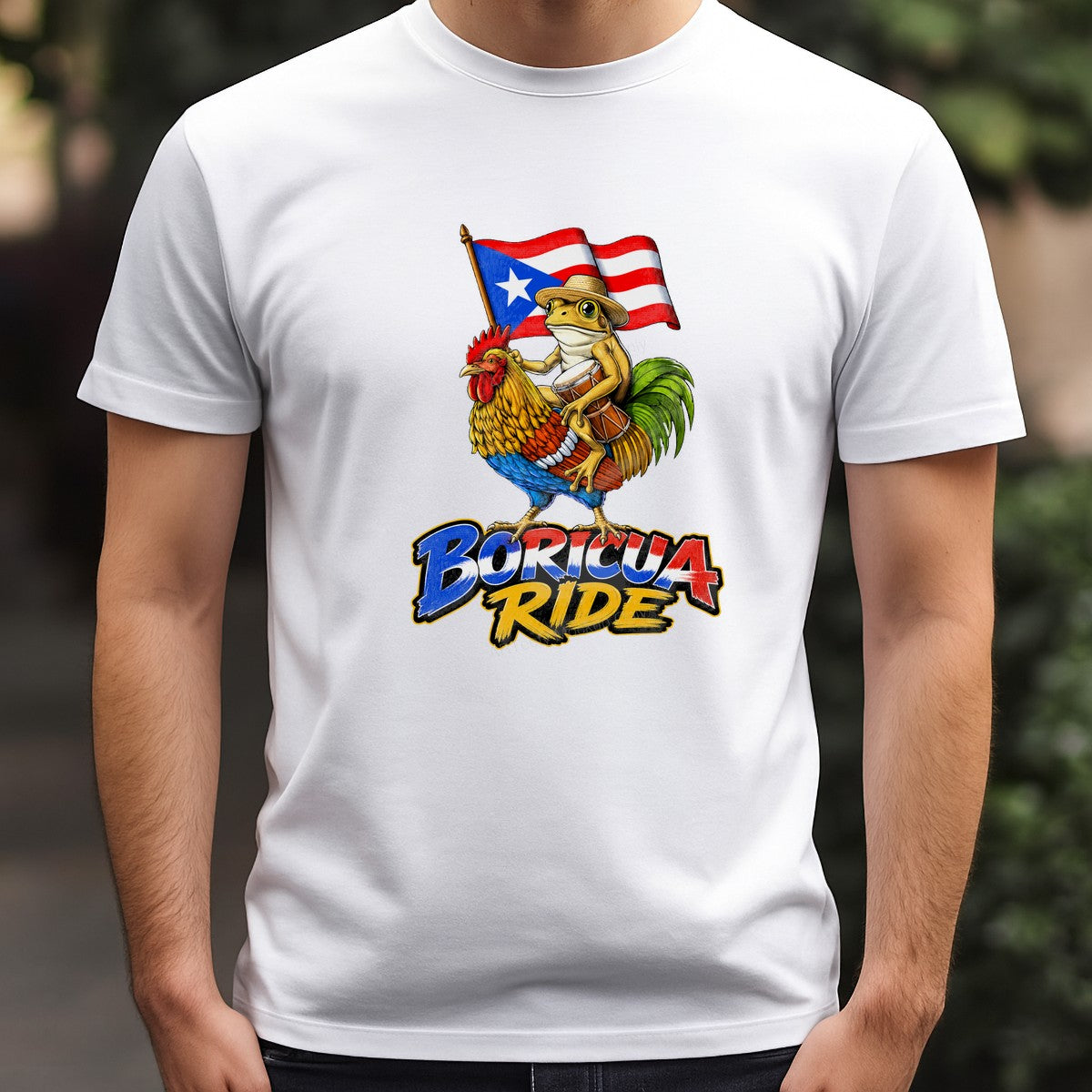 DTF Transfer Boricua Ride Coqui Frog on Rooster with Puerto Rico Flag Graphic for T Shirts Hoodies and Tote Bags - 3
