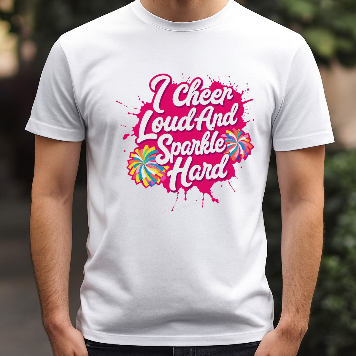 DTF Transfer I Cheer Loud And Sparkle Hard Cheerleader Quote Pink Splatter Graphic for T Shirts Hoodies and Tote Bags - 3