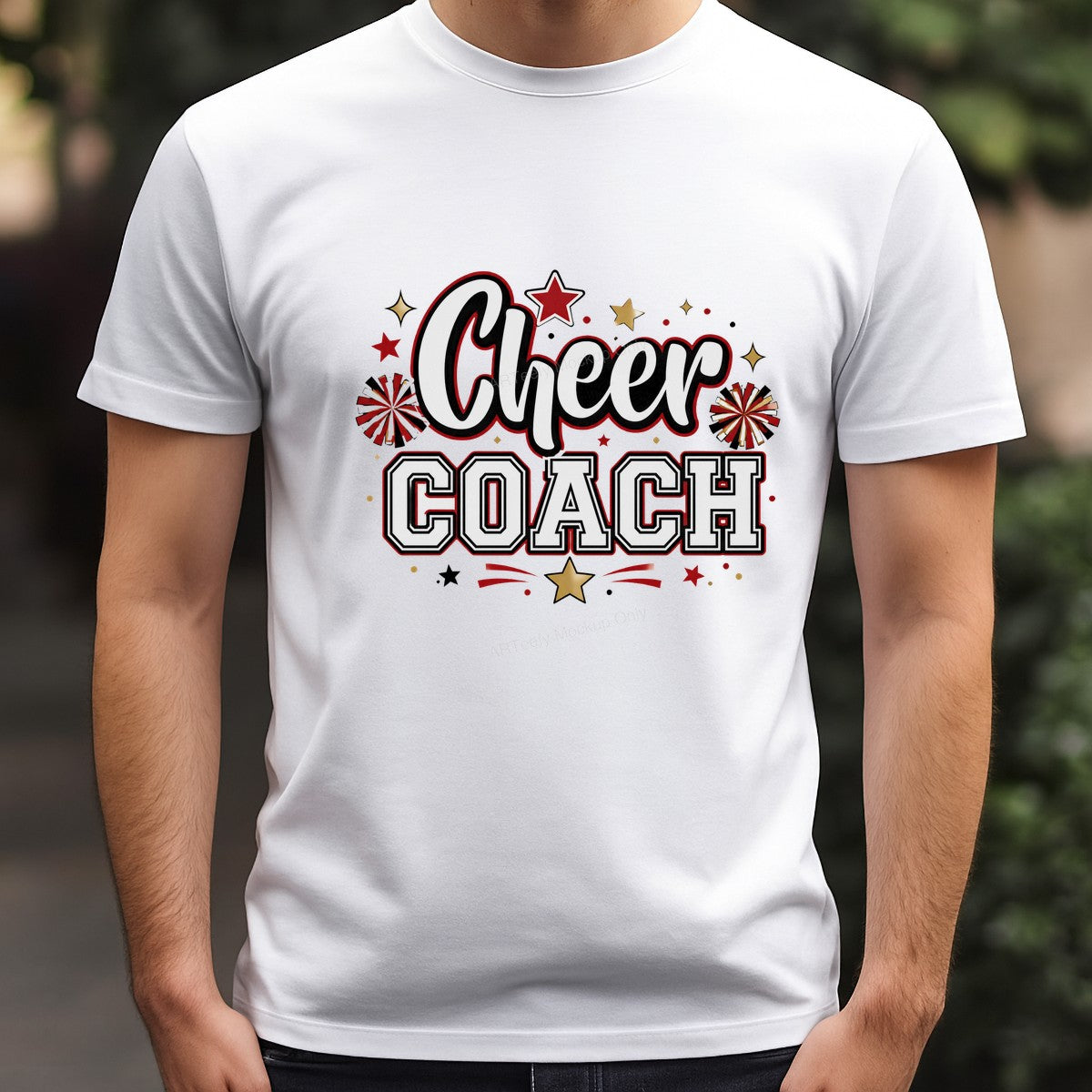 DTF Transfer Cheer Coach Pom Pom and Star Graphic for T Shirts Hoodies and Game Day Apparel - 3
