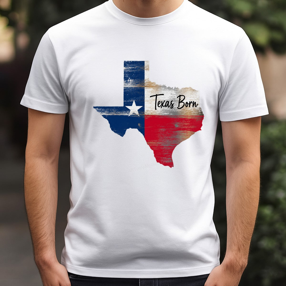 DTF Heat Transfer Texas Born State Flag Rustic Graphic for T Shirts Hoodies and Tote Bags - 3