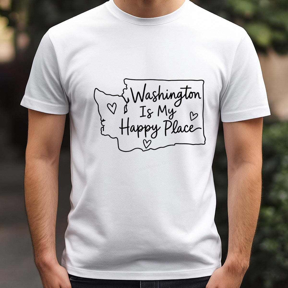 DTF Transfer Washington Is My Happy Place State Outline Heart Graphic for T Shirts Hoodies and Tote Bags - 3