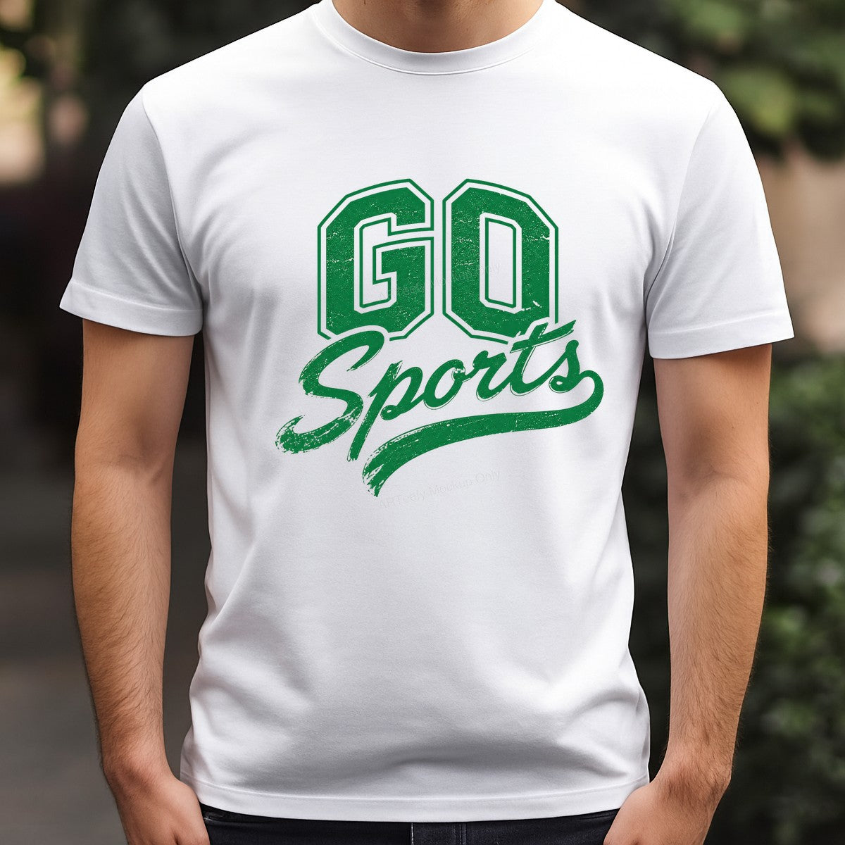 DTF Transfer Go Sports Retro Green Varsity Text Graphic for Game Day T Shirts and Hoodies - 3