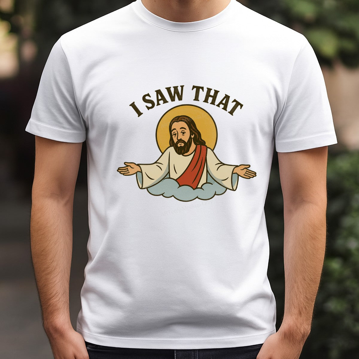 Christian Heat Transfer “I Saw That” Cartoon Savior Graphic for T Shirts Hoodies and Gifts - 3