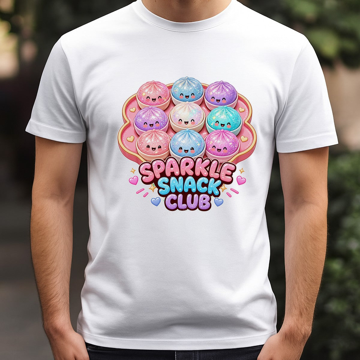 Funny Graphic Transfer Sparkle Snack Club Glitter Dumpling Characters Design for T Shirts Hoodies and Tote Bags - 3