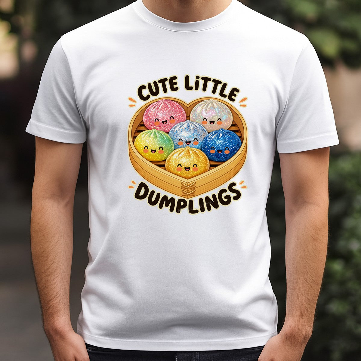 DTF Transfer Cute Little Dumplings Quote Glitter Cartoon Graphic for T Shirts Hoodies and Tote Bags - 3