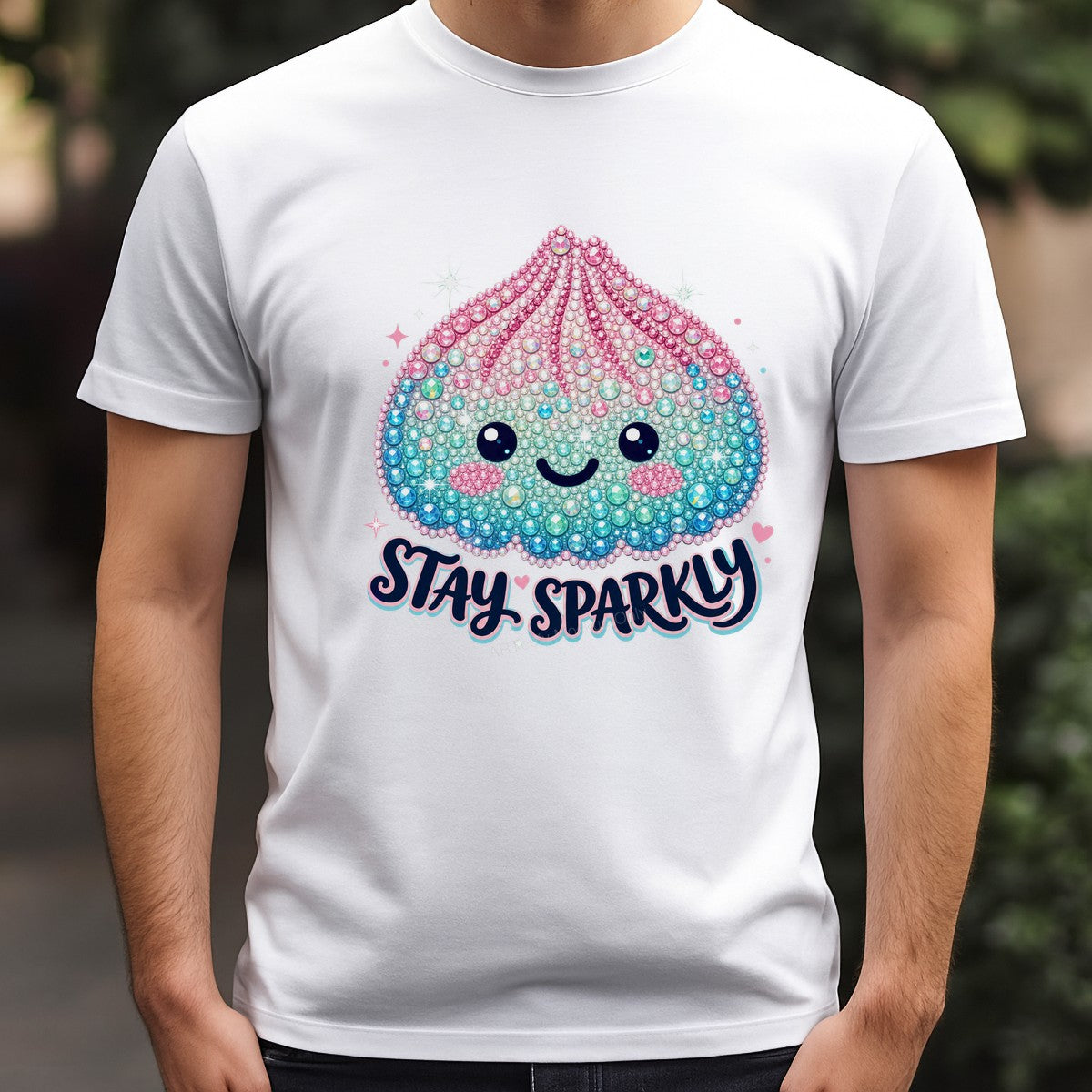 DTF Heat Transfer Stay Sparkly Kawaii Gem Dumpling Graphic for T Shirts Hoodies and Tote Bags - 3
