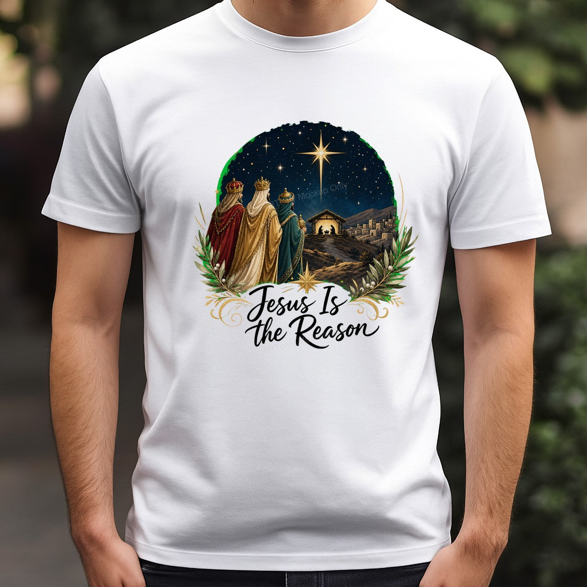 Christian Heat Transfer Jesus Is the Reason Nativity and Wise Men Graphic for Christmas Shirts and Hoodies - 3