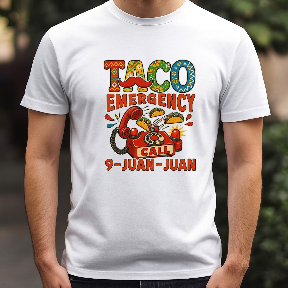 Funny Graphic Transfer Taco Emergency Call 9 Juan Juan Retro Phone and Taco Design for T Shirts Hoodies and Gifts - 3