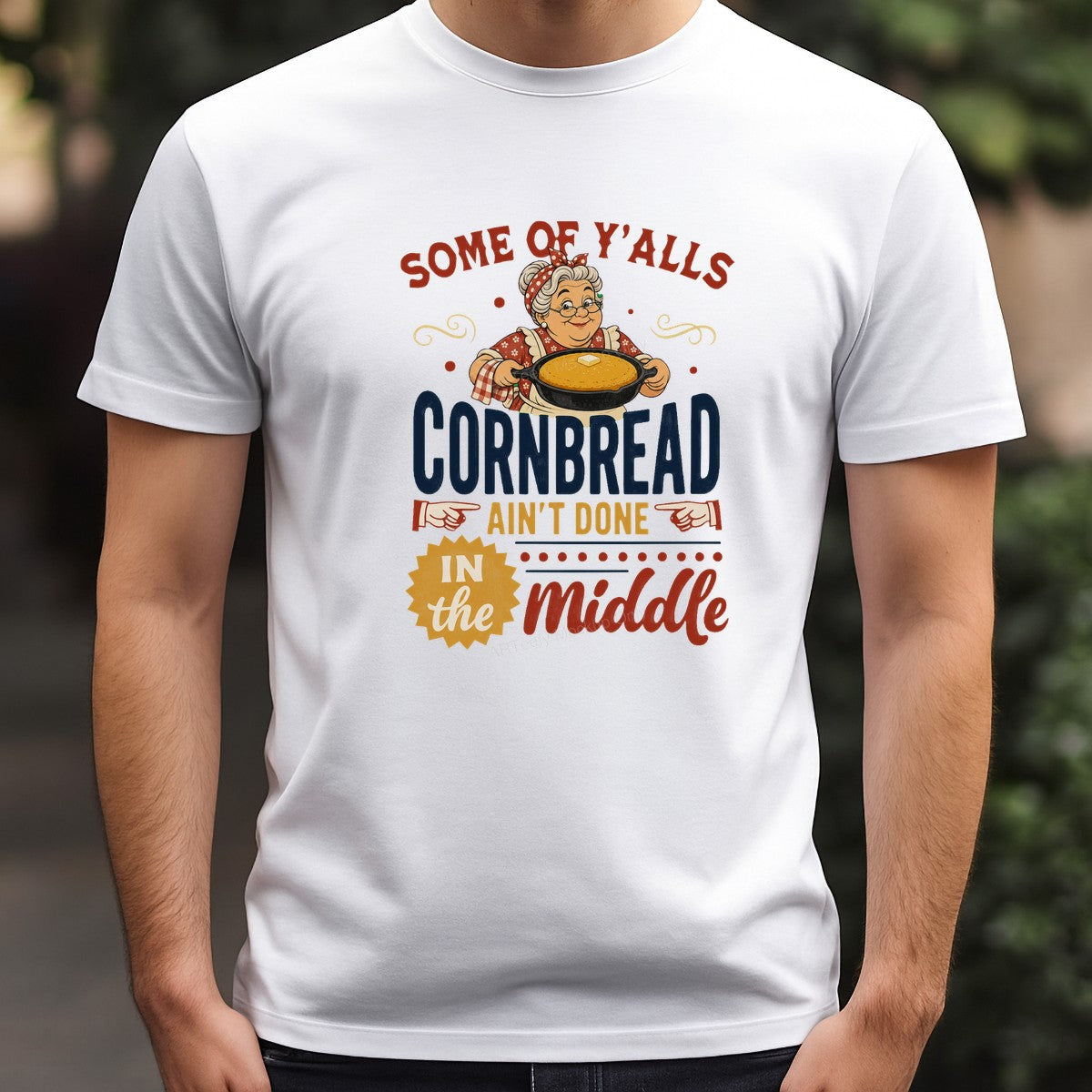 Funny Graphic Transfer Southern Grandma Cornbread Ain’t Done In The Middle Retro Illustration for T Shirts Hoodies and Gifts - 3