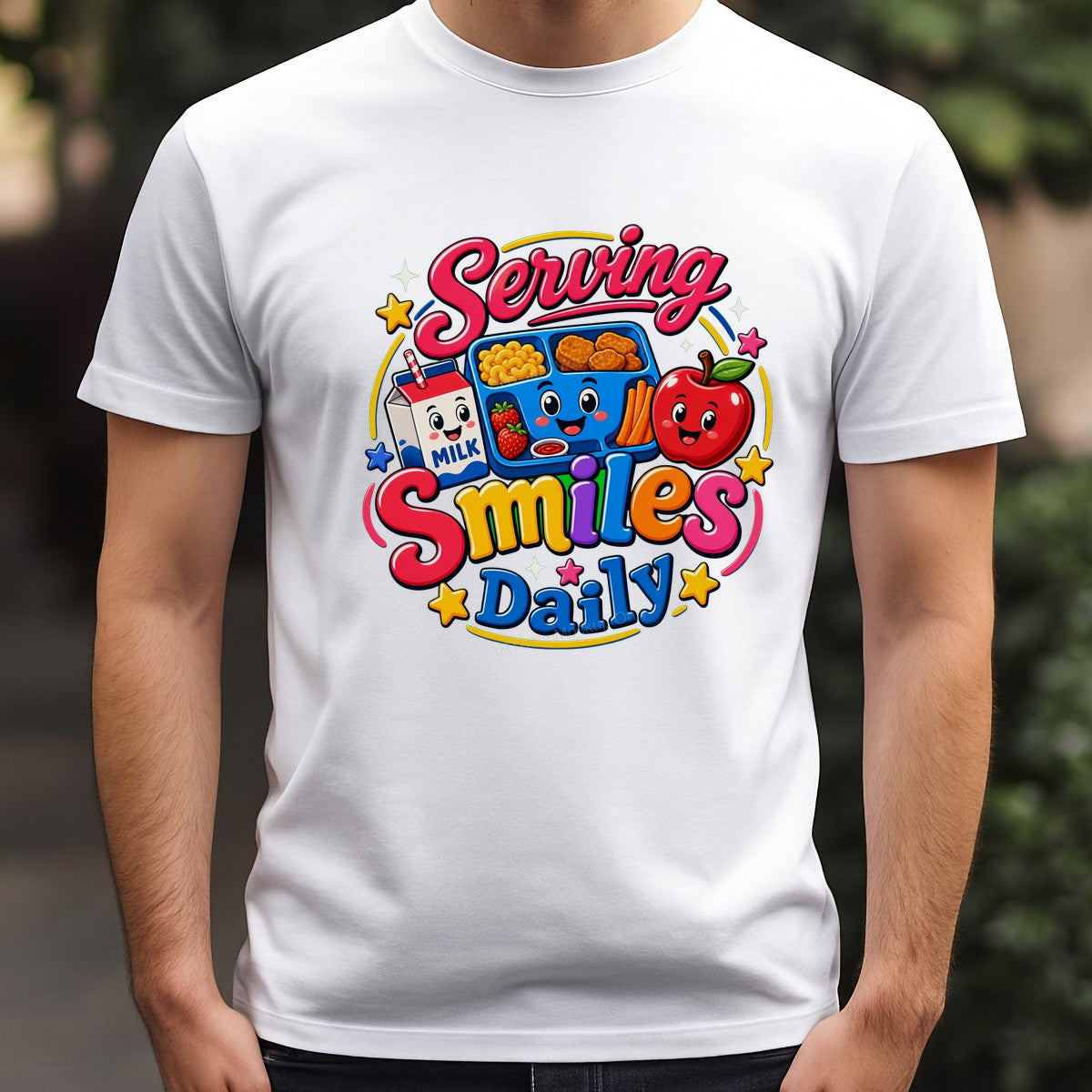 DTF Transfer Serving Smiles Daily School Lunch Tray Cartoon Graphic for T Shirts Hoodies and Teacher Apparel - 3