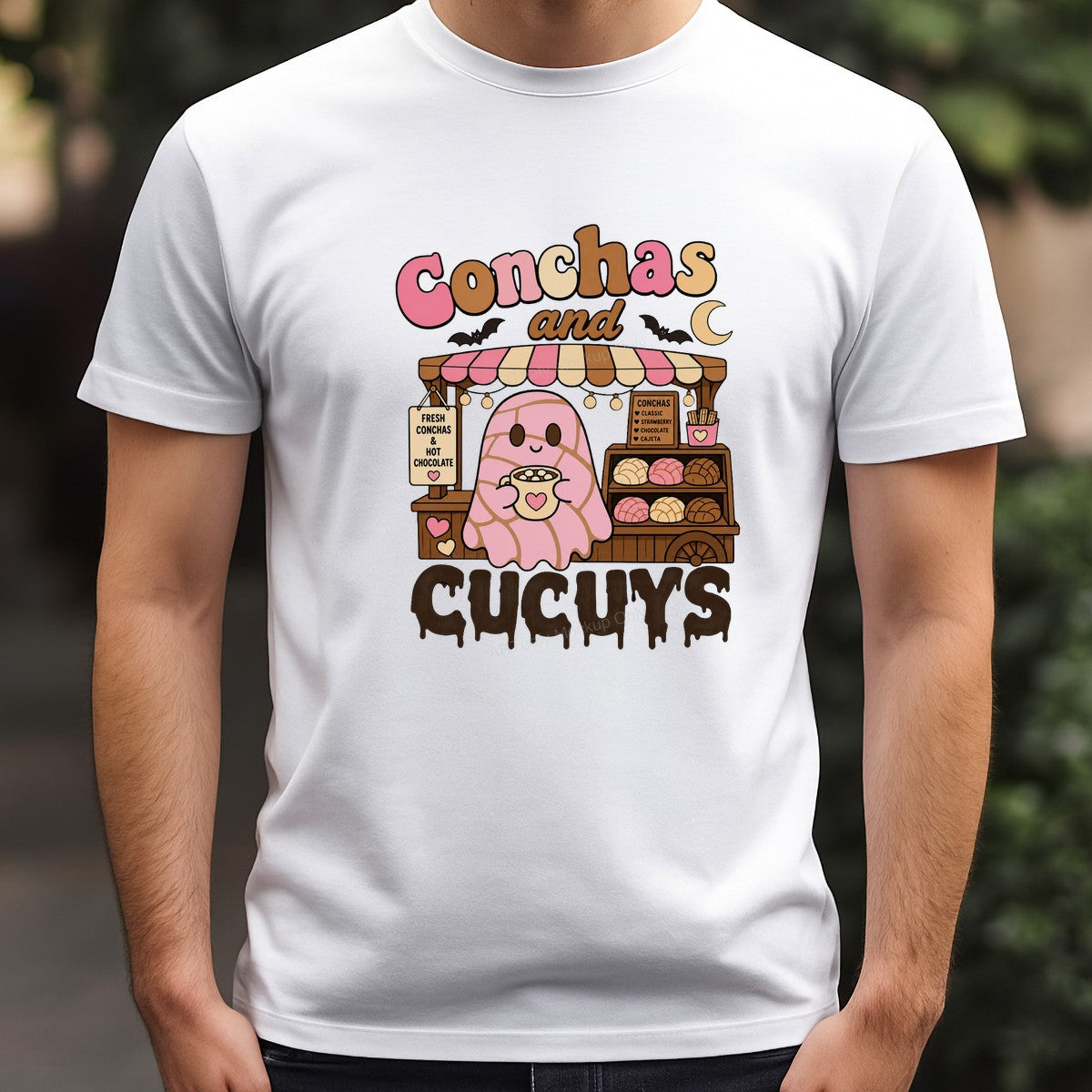 Funny Graphic Transfer Conchas and Cucuy Bakery Ghost Cartoon Design for T Shirts Hoodies and Tote Bags - 3