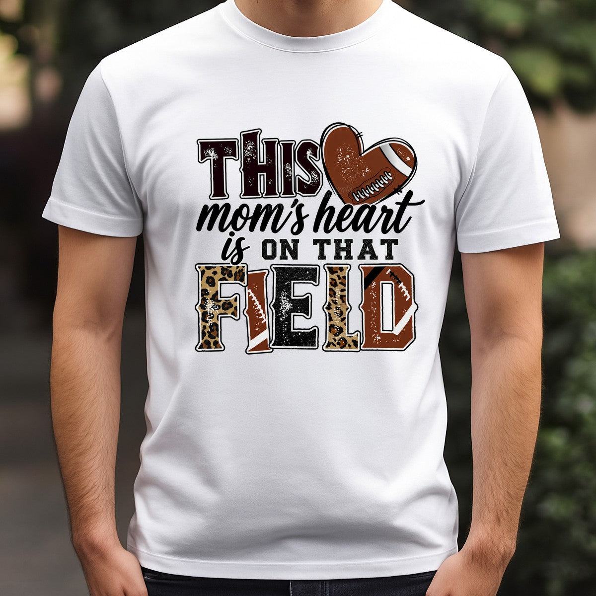 DTF Transfer This Mom’s Heart Is On That Field Football Leopard Print Graphic for T Shirts Hoodies and Game Day Apparel - 3