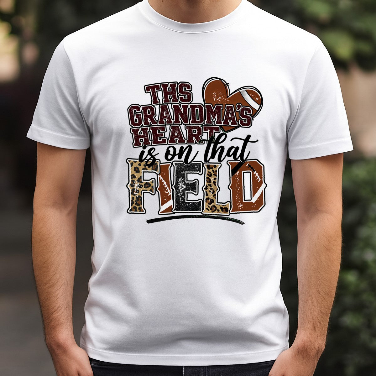 DTF Transfer This Grandma’s Heart Is On That Field Football Leopard Print Graphic for T Shirts Hoodies and Game Day Apparel - 3