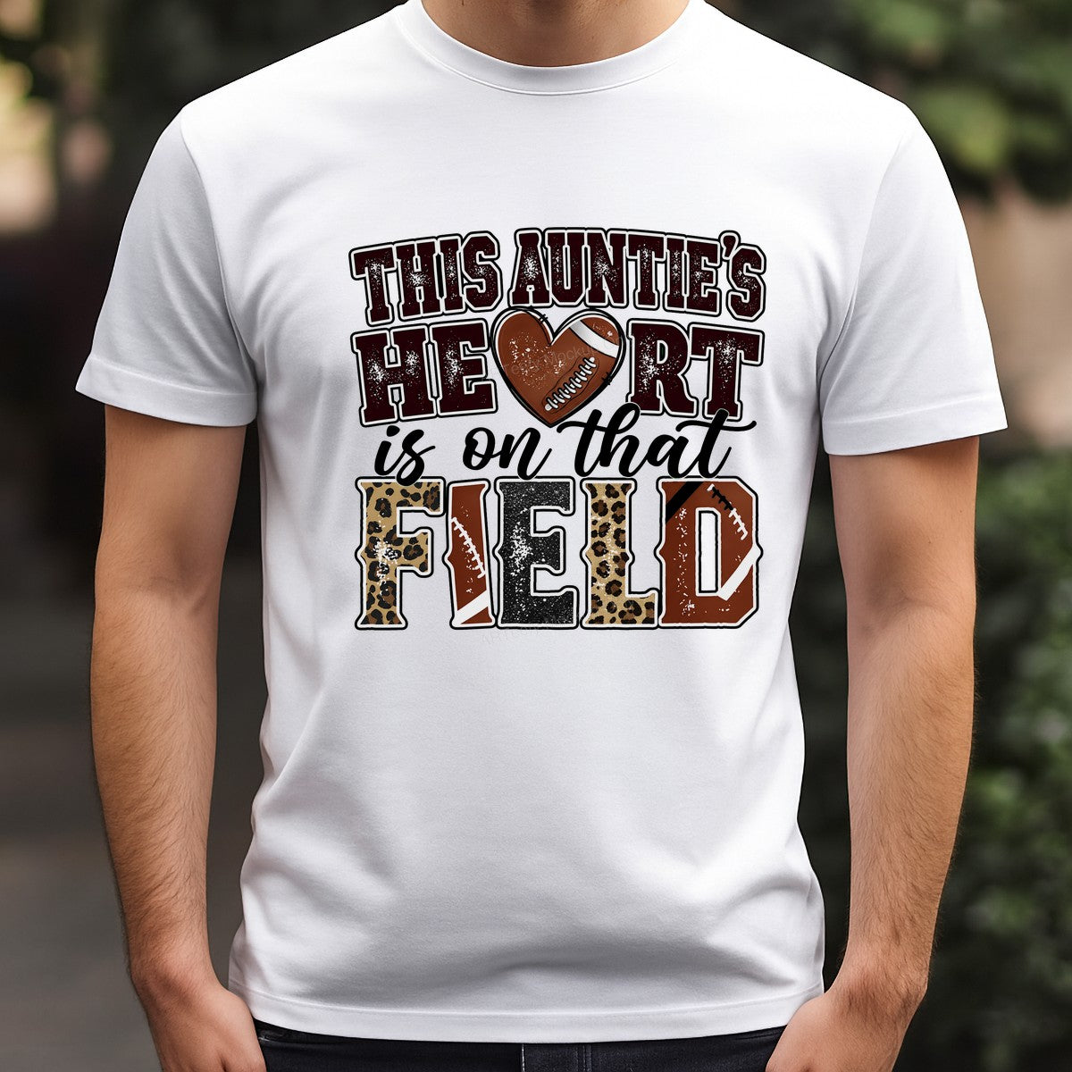DTF Transfer This Auntie’s Heart Is On That Field Football Leopard Print Graphic for T Shirts Hoodies and Game Day Apparel - 3