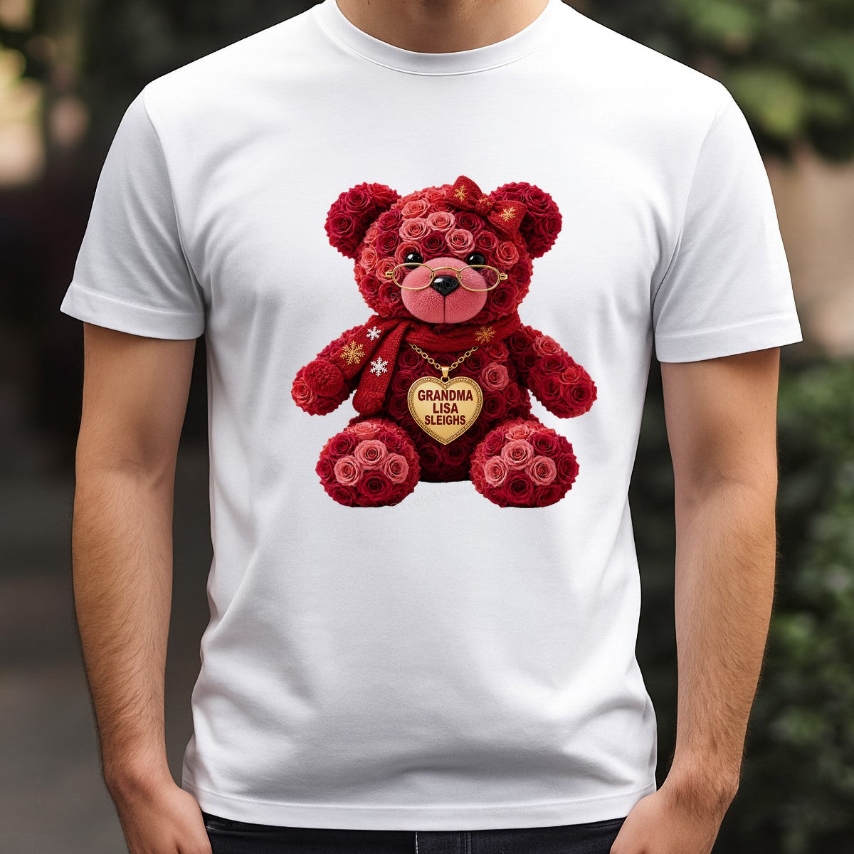 DTF Heat Transfer Grandma Christmas Rose Teddy Bear Graphic for T Shirts Hoodies and Gifts - 3