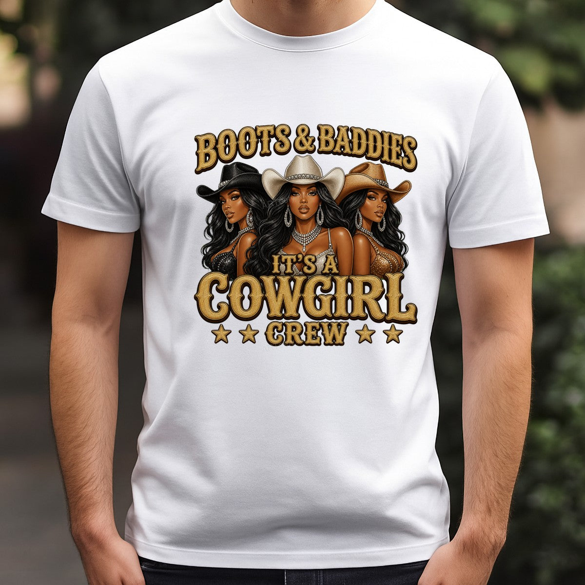 Western Heat Transfer Boots & Baddies Cowgirl Crew Glitter Graphic for T Shirts Hoodies and Tote Bags - 3
