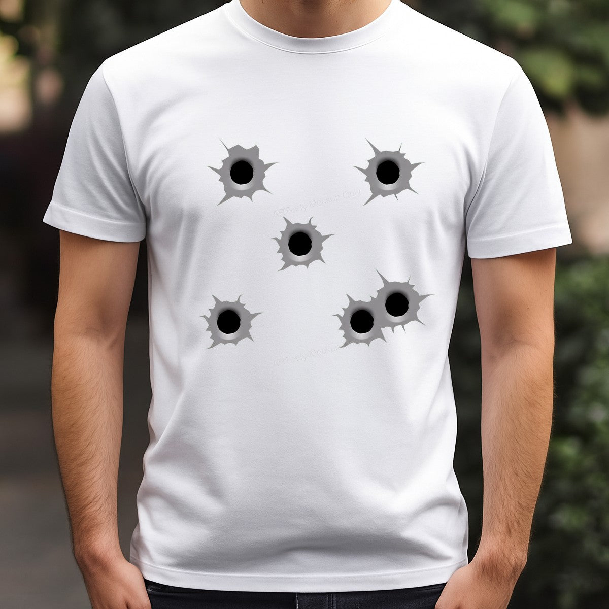 DTF Transfer Realistic Bullet Hole Graphic Design for T Shirts Hoodies and Car Wraps - 3