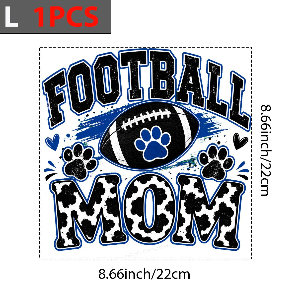 DTF Transfer Football Mom Paw Print Cowhide Letter Graphic for T Shirts Hoodies and Game Day Apparel - 3