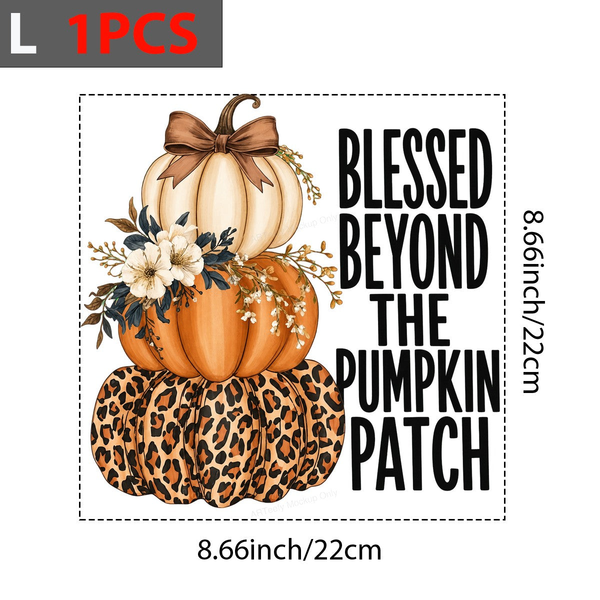 DTF Heat Transfer Blessed Beyond The Pumpkin Patch Leopard Pumpkin Stack Fall Floral Graphic for T Shirts Hoodies and Tote Bags - 3