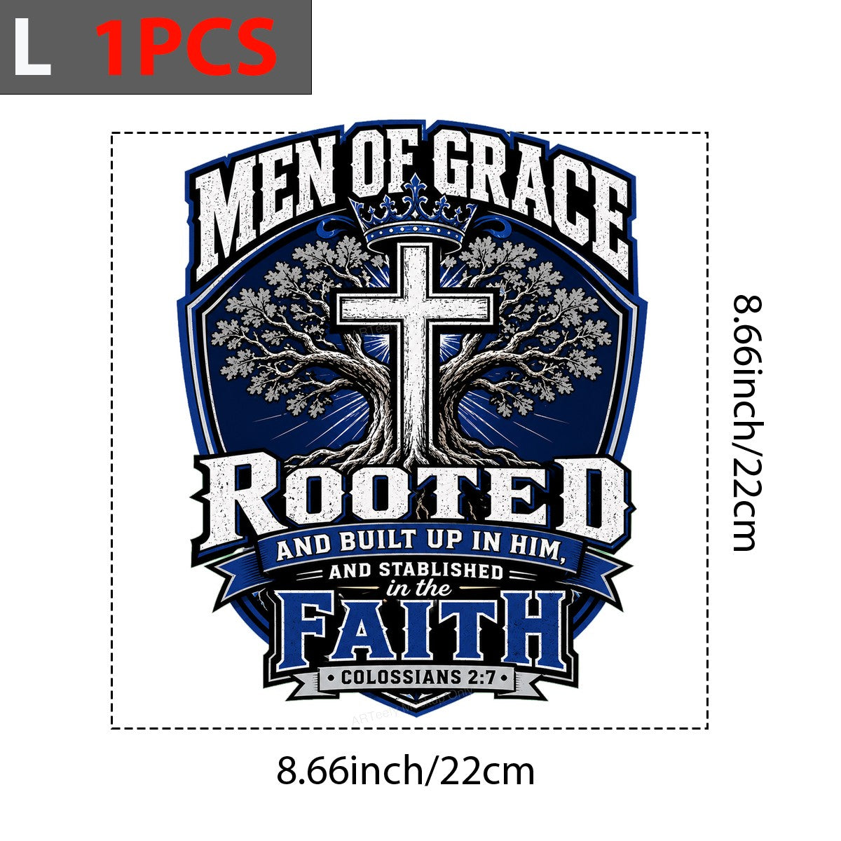 Christian Heat Transfer Men of Grace Rooted in the Faith Cross and Tree Graphic for T Shirts Hoodies and Christian Apparel - 3