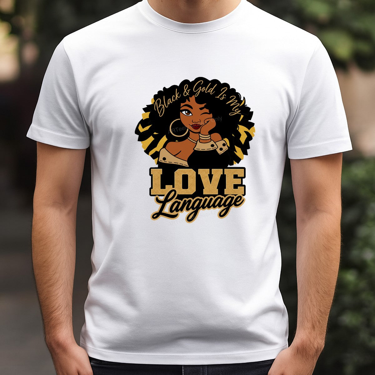DTF Heat Transfer Black & Gold Is My Love Language Afro Woman Graphic for T Shirts Hoodies and Tote Bags - 3