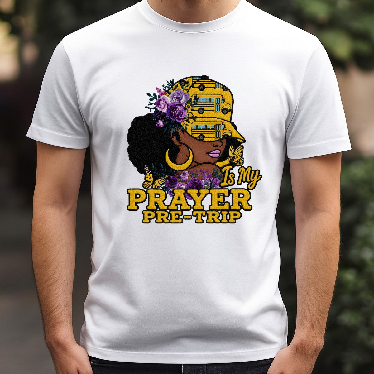 DTF Transfer School Bus Driver Prayer Pre-Trip Afro Woman Floral Graphic for T Shirts Hoodies and Tote Bags - 3