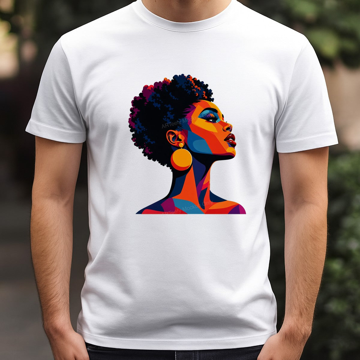DTF Transfer Afro Woman Portrait Color Block Art Graphic for T Shirts Hoodies and Tote Bags - 3