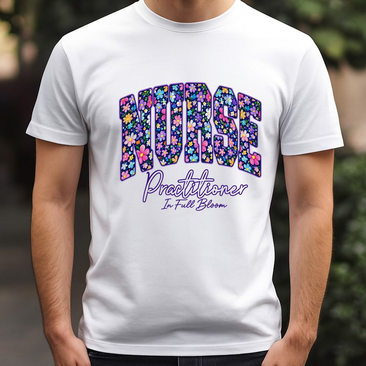 DTF Transfer Nurse Practitioner In Full Bloom Floral Lettering Graphic for T Shirts Hoodies and Tote Bags - 3