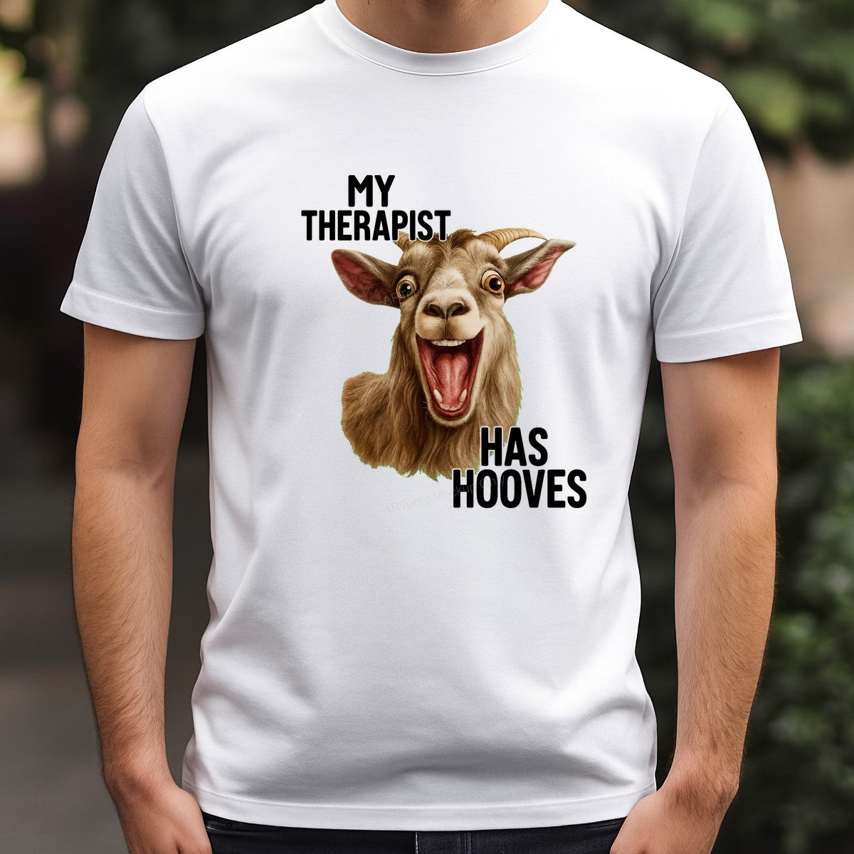 Funny Graphic Transfer My Therapist Has Hooves Goat Illustration for T Shirts Hoodies and Casual Wear - 3