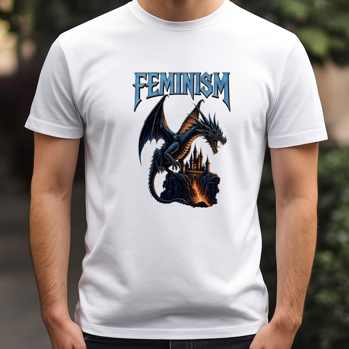DTF Transfer Feminism Dragon Guarding Castle Fantasy Graphic for T Shirts Hoodies and Tote Bags - 3