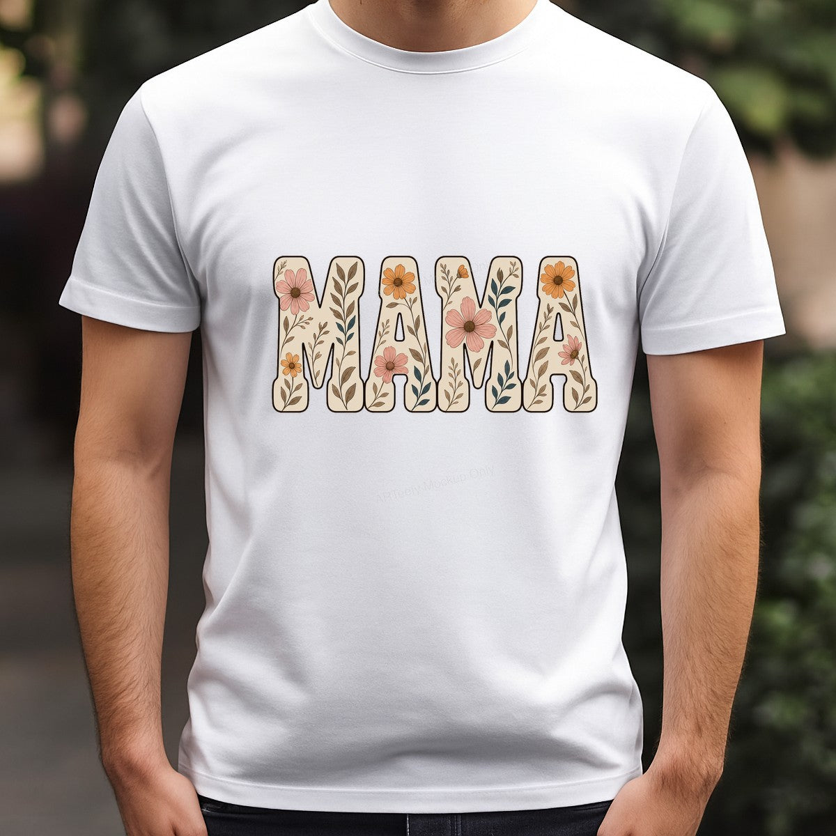 DTF Transfer MAMA Floral Lettering Pastel Flower Graphic for T Shirts Hoodies and Mother’s Day Gifts - 3