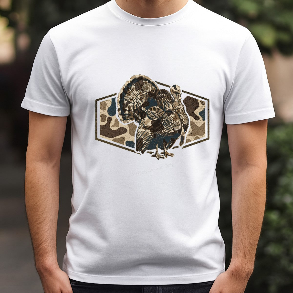 DTF Heat Transfer Wild Turkey Camo Graphic Design for T Shirts Hoodies and Hunting Apparel - 3