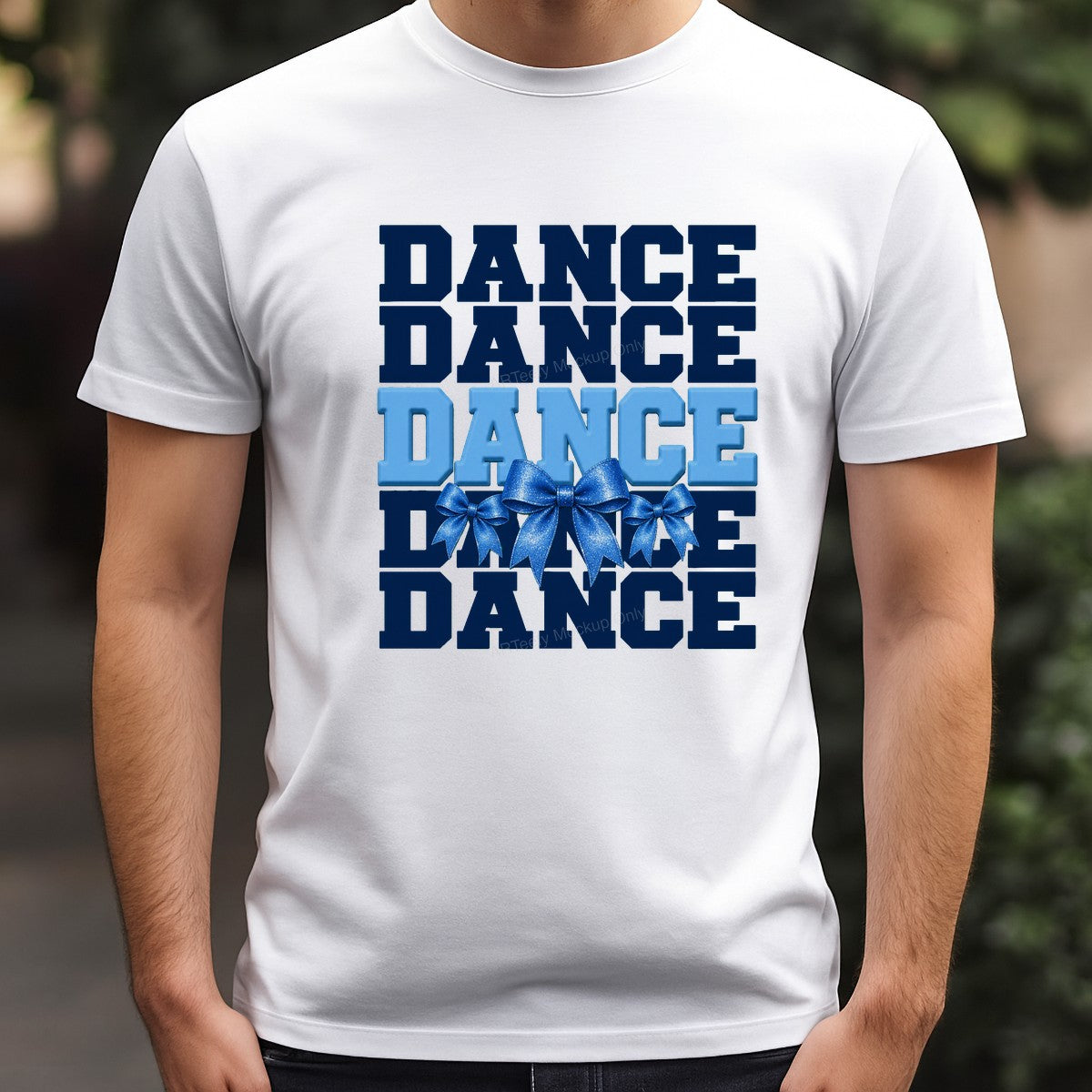 DTF Heat Transfer Dance Cheerleader Blue Bow Block Letter Graphic for T Shirts Hoodies and Tote Bags - 3